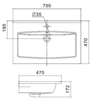Раковина Акватон Элина 75см 1WH501619